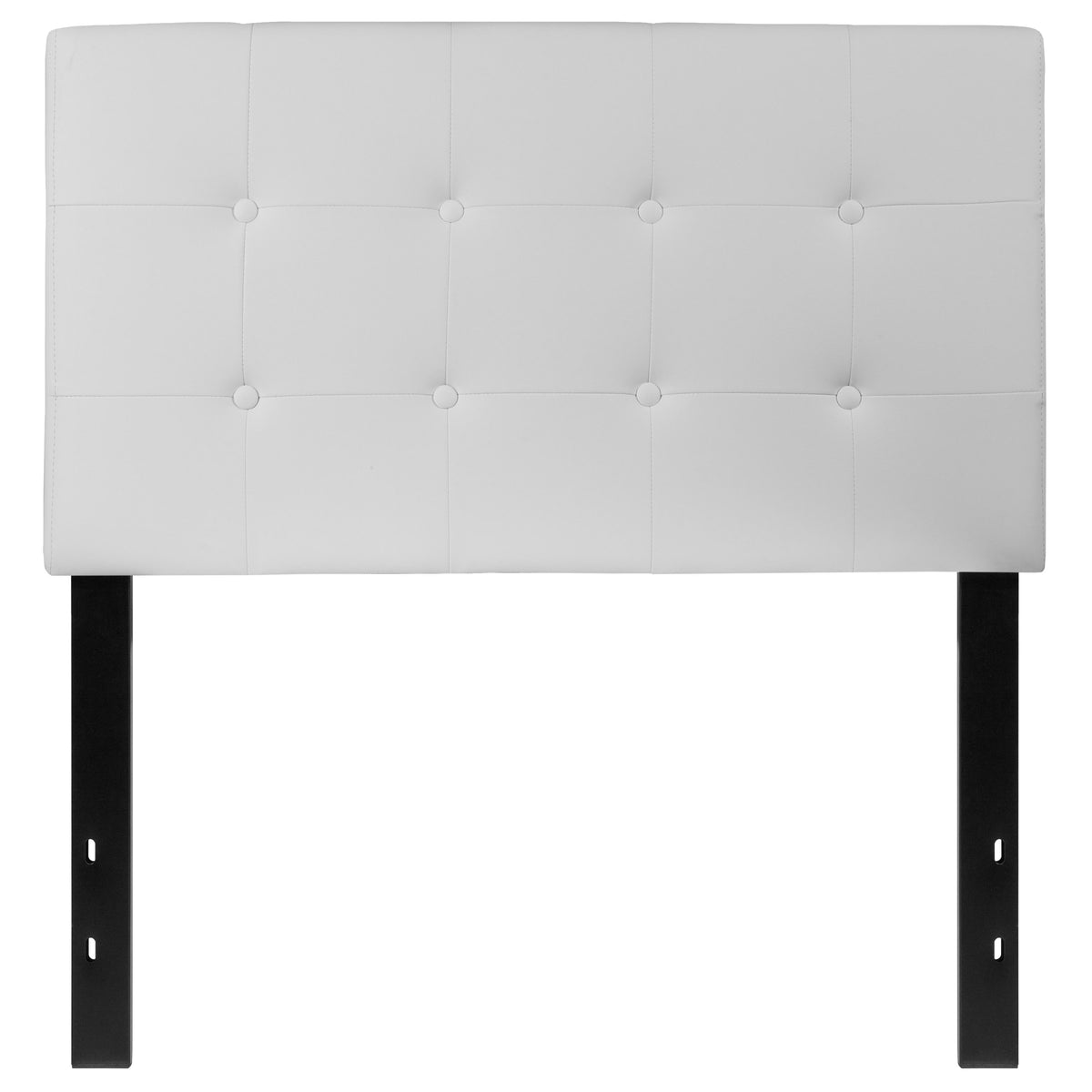 White,Twin |#| Button Tufted Upholstered Twin Size Headboard in White Vinyl