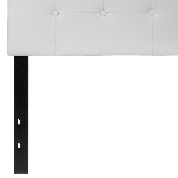 White,Twin |#| Button Tufted Upholstered Twin Size Headboard in White Vinyl