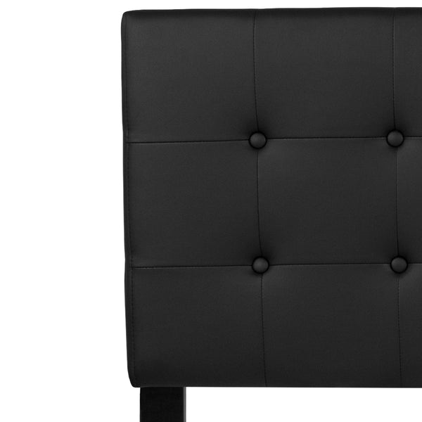 Black,Queen |#| Button Tufted Upholstered Queen Size Headboard in Black Vinyl