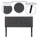 Gray,Full |#| Button Tufted Upholstered Full Size Headboard in Gray Vinyl