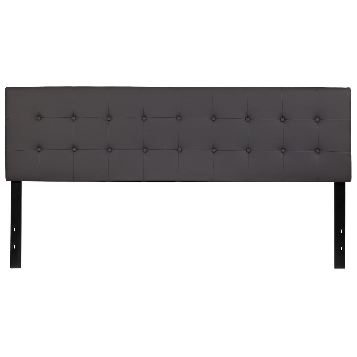 Gray,King |#| Button Tufted Upholstered King Size Headboard in Gray Vinyl