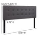 Gray,Queen |#| Button Tufted Upholstered Queen Size Headboard in Gray Vinyl