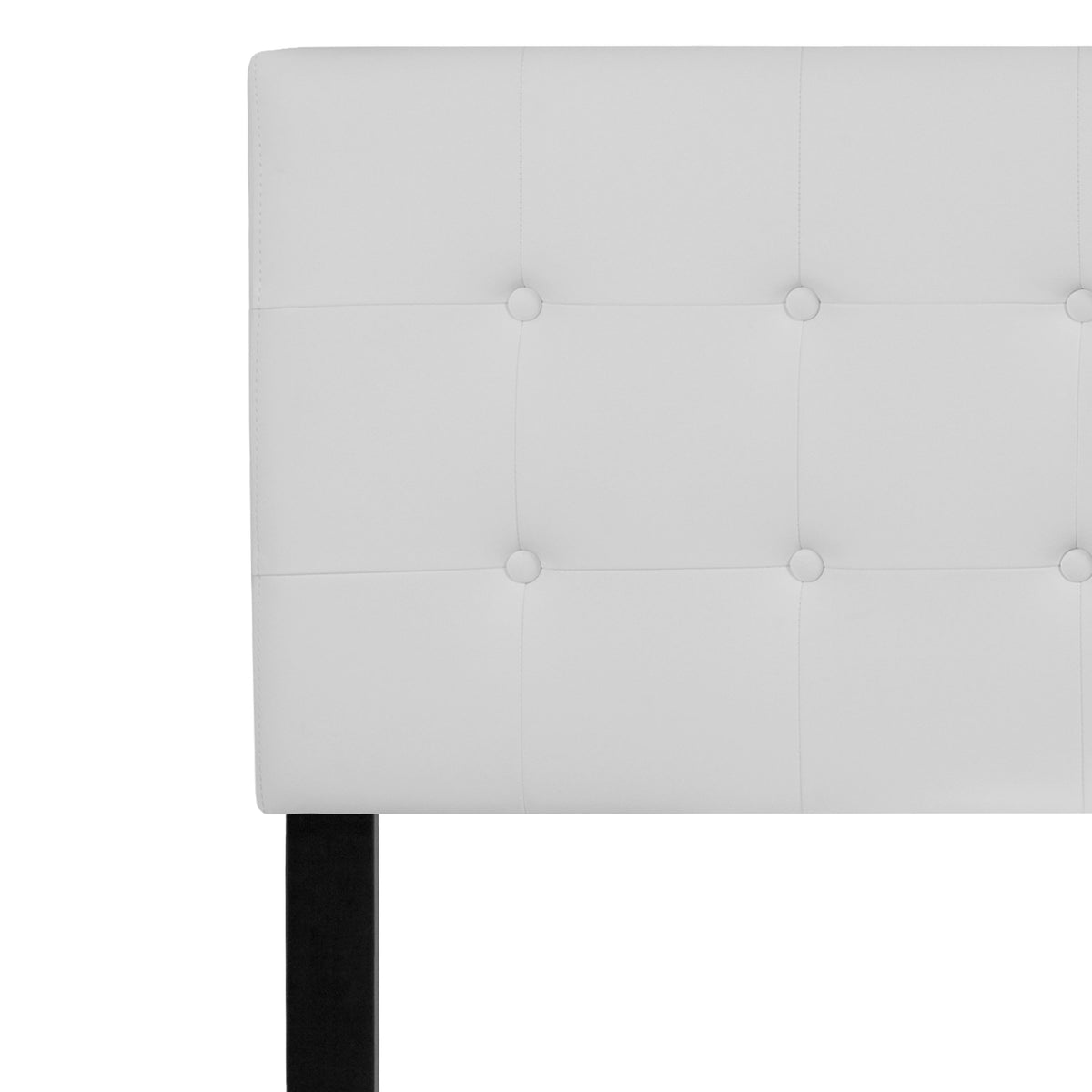 White,Queen |#| Button Tufted Upholstered Queen Size Headboard in White Vinyl