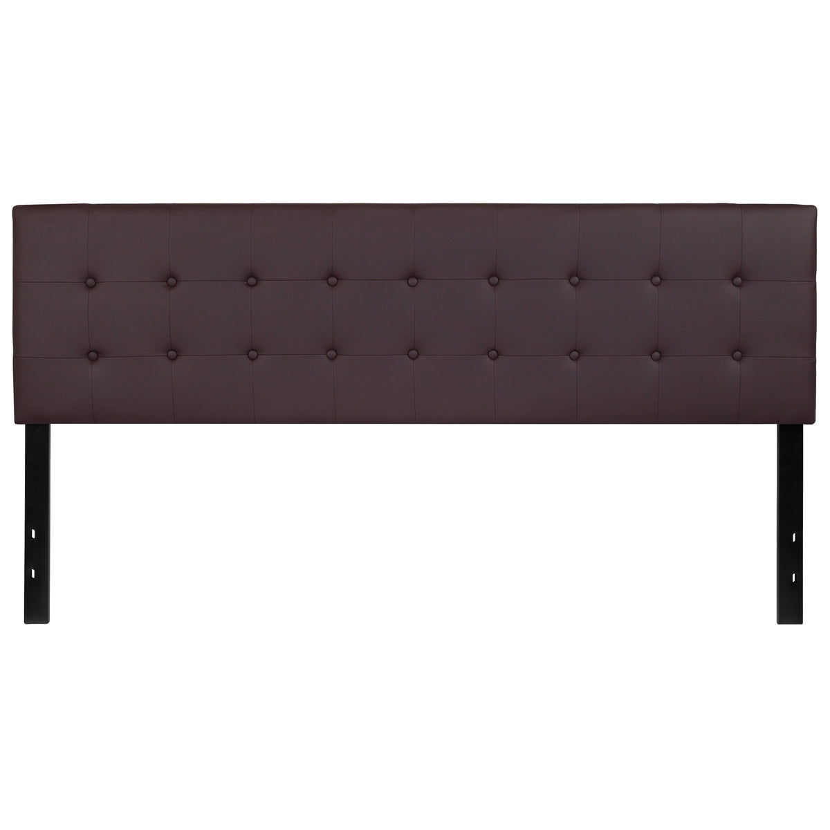 Brown,King |#| Button Tufted Upholstered King Size Headboard in Brown Vinyl