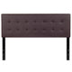 Brown,Queen |#| Button Tufted Upholstered Queen Size Headboard in Brown Vinyl