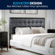 Black,Queen |#| Button Tufted Upholstered Queen Size Headboard in Black Vinyl