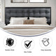 Black,Queen |#| Button Tufted Upholstered Queen Size Headboard in Black Vinyl