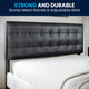 Black,Queen |#| Button Tufted Upholstered Queen Size Headboard in Black Vinyl
