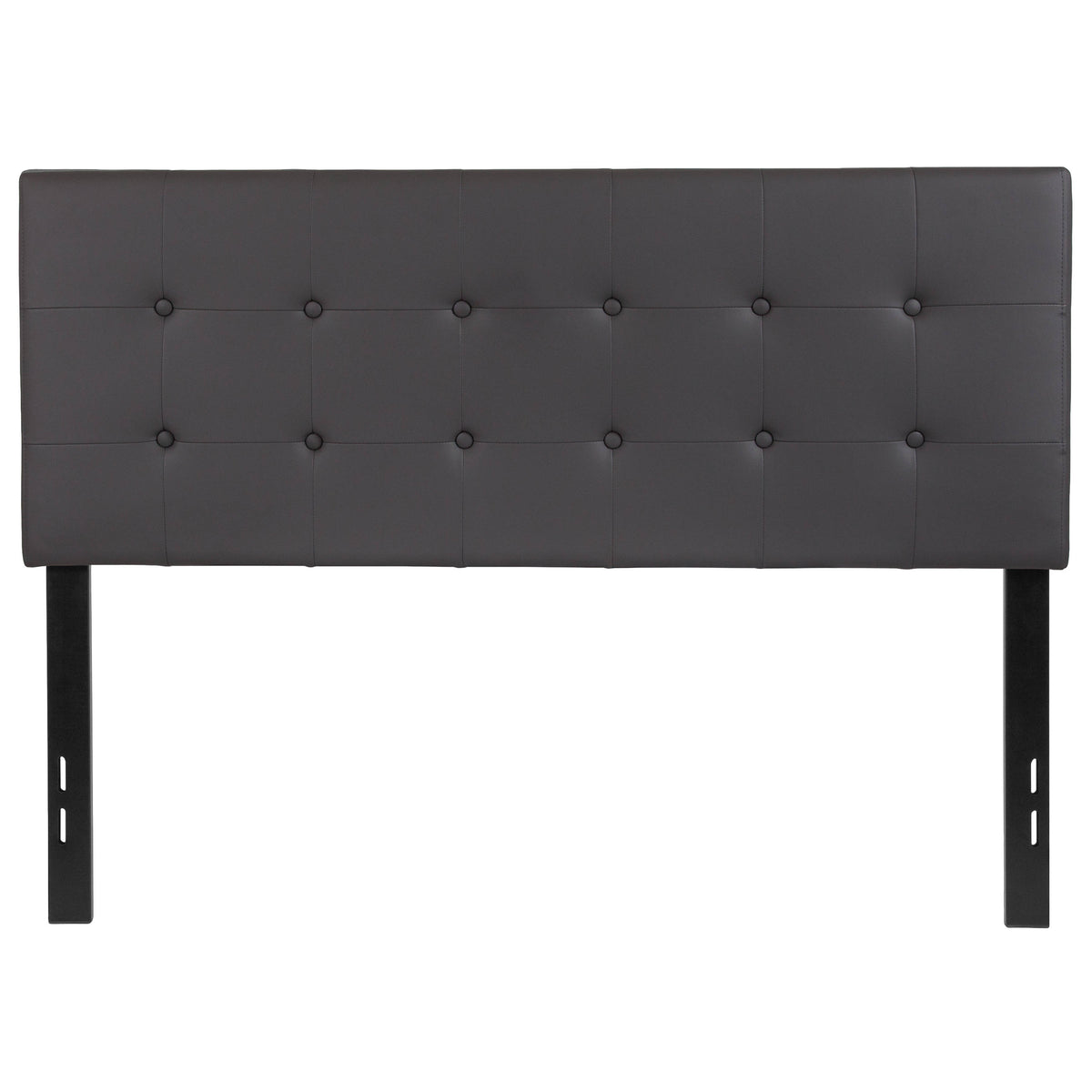 Gray,Full |#| Button Tufted Upholstered Full Size Headboard in Gray Vinyl