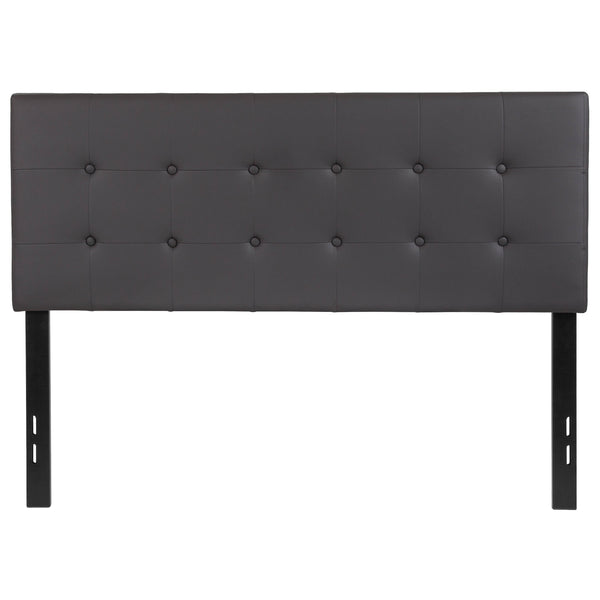 Gray,Full |#| Button Tufted Upholstered Full Size Headboard in Gray Vinyl