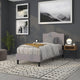 Light Gray,Twin |#| Upholstered Twin Size Arched Headboard with Accent Nail Trim in Lt Gray Fabric