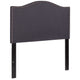 Dark Gray,Twin |#| Upholstered Twin Size Arched Headboard with Accent Nail Trim in Dark Gray Fabric