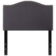Dark Gray,Twin |#| Upholstered Twin Size Arched Headboard with Accent Nail Trim in Dark Gray Fabric