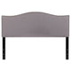 Light Gray,Queen |#| Upholstered Queen Size Arched Headboard with Accent Nail Trim in Lt Gray Fabric