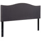 Dark Gray,Queen |#| Upholstered Queen Size Arched Headboard with Accent Nail Trim in Dk Gray Fabric