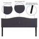 Dark Gray,King |#| Upholstered King Size Arched Headboard with Accent Nail Trim in Dark Gray Fabric