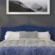 Navy,King |#| Upholstered King Size Arched Headboard with Accent Nail Trim in Navy Fabric