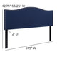 Navy,Queen |#| Upholstered Queen Size Arched Headboard with Accent Nail Trim in Navy Fabric