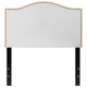 White,Twin |#| Upholstered Twin Size Arched Headboard with Accent Nail Trim in White Fabric