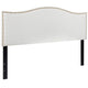 White,Queen |#| Upholstered Queen Size Arched Headboard with Accent Nail Trim in White Fabric