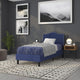 Navy,Twin |#| Upholstered Twin Size Arched Headboard with Accent Nail Trim in Navy Fabric