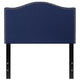 Navy,Twin |#| Upholstered Twin Size Arched Headboard with Accent Nail Trim in Navy Fabric