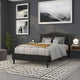 Black,Full |#| Upholstered Full Size Arched Headboard with Accent Nail Trim in Black Fabric