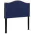 Navy,Twin |#| Upholstered Twin Size Arched Headboard with Accent Nail Trim in Navy Fabric