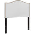 White,Twin |#| Upholstered Twin Size Arched Headboard with Accent Nail Trim in White Fabric