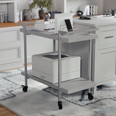 Mobile 2 Tier Home Office Printer Cart with Side Storage - View 2