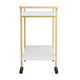 White/Polished Brass Frame |#| Mobile 2 Tier Home Office Printer Cart with Side Storage-White/Polished Brass
