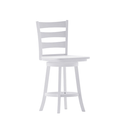 Liesel Commercial Grade Wooden Classic Ladderback Swivel Counter Height Barstool with Solid Wood Seat - View 1