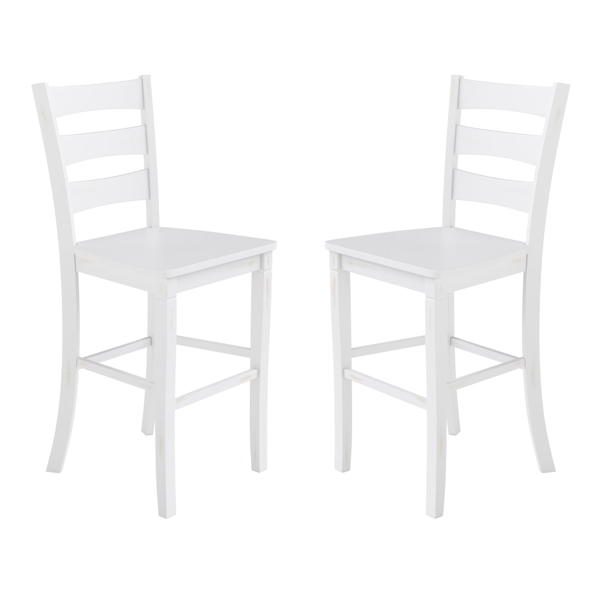 White Wash |#| Commercial Grade Wooden Bar Height Stool in Antique White Wash, Set of 2