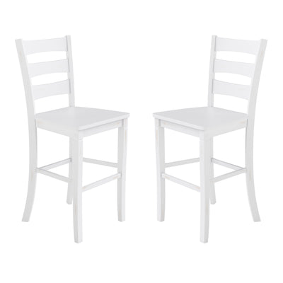 Liesel Set of 2 Commercial Grade Wooden Classic Ladderback Bar Height Barstool with Solid Wood Seat - View 1