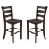 Liesel Set of 2 Commercial Grade Wooden Classic Ladderback Bar Height Barstool with Solid Wood Seat