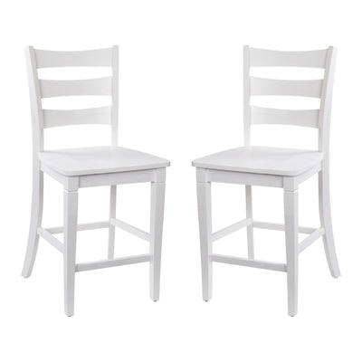 Liesel Set of 2 Commercial Grade Wooden Classic Ladderback Counter Height Barstool with Solid Wood Seat - View 1