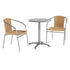 Beige |#| 23.5" Round Aluminum Indoor-Outdoor Table Set with 2 Beige Rattan Chairs