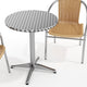 Beige |#| 23.5" Round Aluminum Indoor-Outdoor Table Set with 2 Beige Rattan Chairs