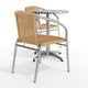 Beige |#| 23.5" Round Aluminum Indoor-Outdoor Table Set with 2 Beige Rattan Chairs