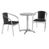 Black |#| 23.5" Round Aluminum Indoor-Outdoor Table Set with 2 Black Rattan Chairs