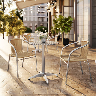 23.5'' Round Aluminum Indoor-Outdoor Table Set with 2 Rattan Chairs - View 2