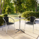 Black |#| 23.5" Round Aluminum Indoor-Outdoor Table Set with 2 Black Rattan Chairs