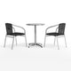 Black |#| 23.5" Round Aluminum Indoor-Outdoor Table Set with 2 Black Rattan Chairs