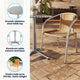 Beige |#| 23.5" Round Aluminum Indoor-Outdoor Table Set with 2 Beige Rattan Chairs