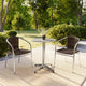 Dark Brown |#| 23.5" Round Aluminum Indoor-Outdoor Table Set with 2 Dark Brown Rattan Chairs