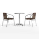 Dark Brown |#| 23.5" Round Aluminum Indoor-Outdoor Table Set with 2 Dark Brown Rattan Chairs