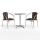 Dark Brown |#| 23.5" Round Aluminum Indoor-Outdoor Table Set with 2 Dark Brown Rattan Chairs