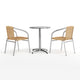 Beige |#| 23.5" Round Aluminum Indoor-Outdoor Table Set with 2 Beige Rattan Chairs