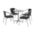 Black |#| 23.5" Round Aluminum Indoor-Outdoor Table Set with 4 Black Rattan Chairs