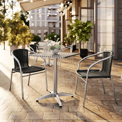 23.5'' Square Aluminum Indoor-Outdoor Table Set with 2 Rattan Chairs - View 2